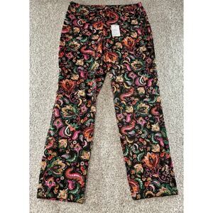 Croft & Barrow Effortless Stretch Pull-On Pants Black Paisley Womens Size 12 NWT